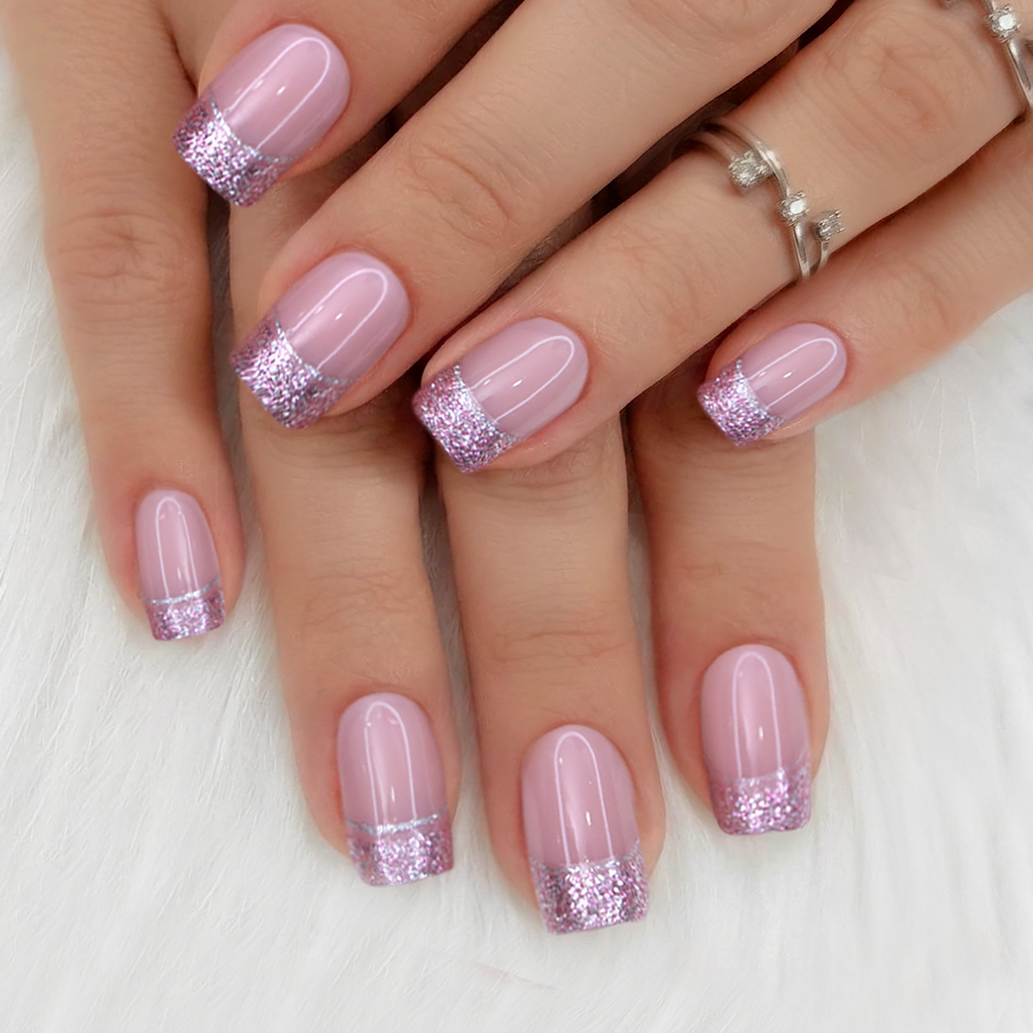 Sweet Pink Paris short squoval press-on nails