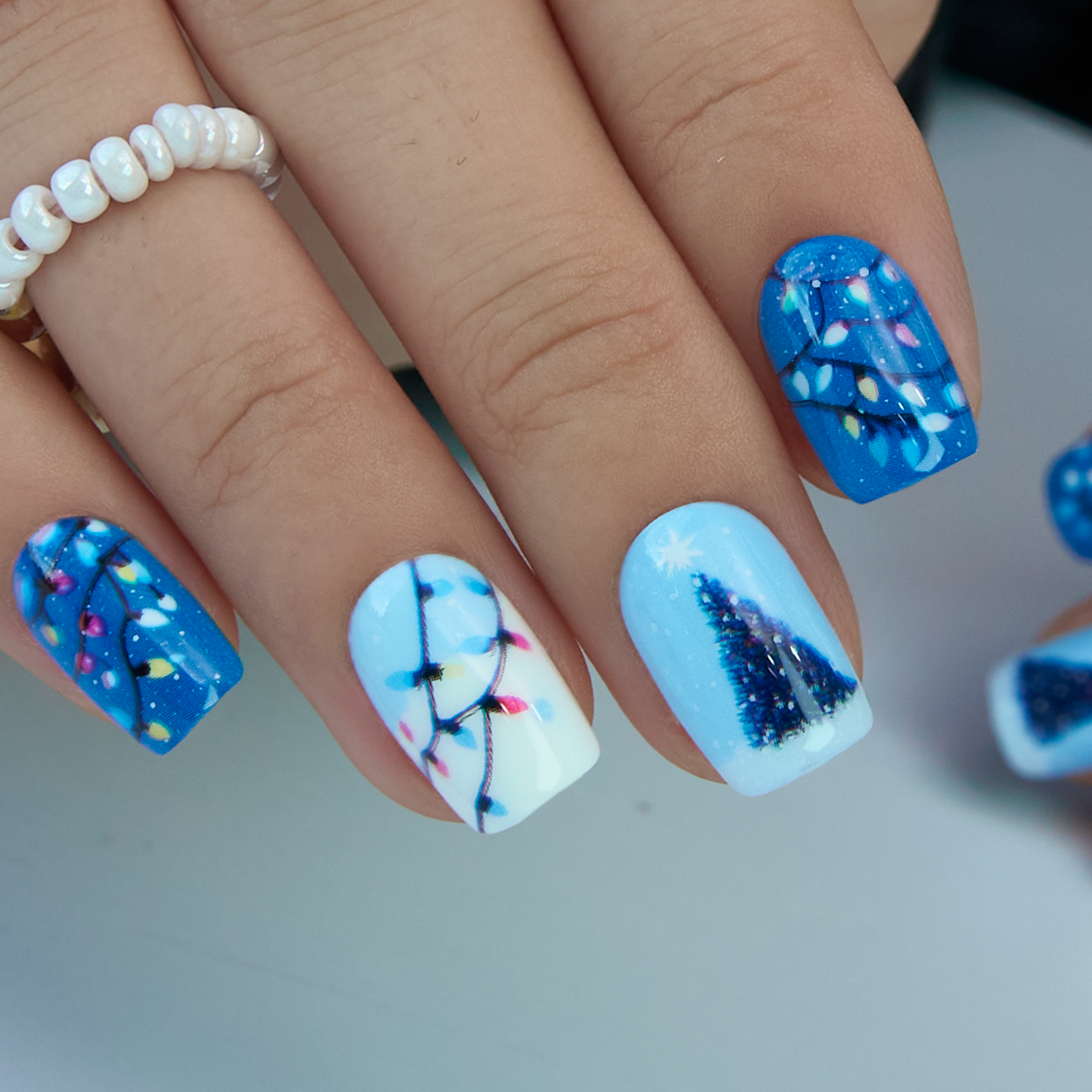 Twinkle Night short squoval press-on nails