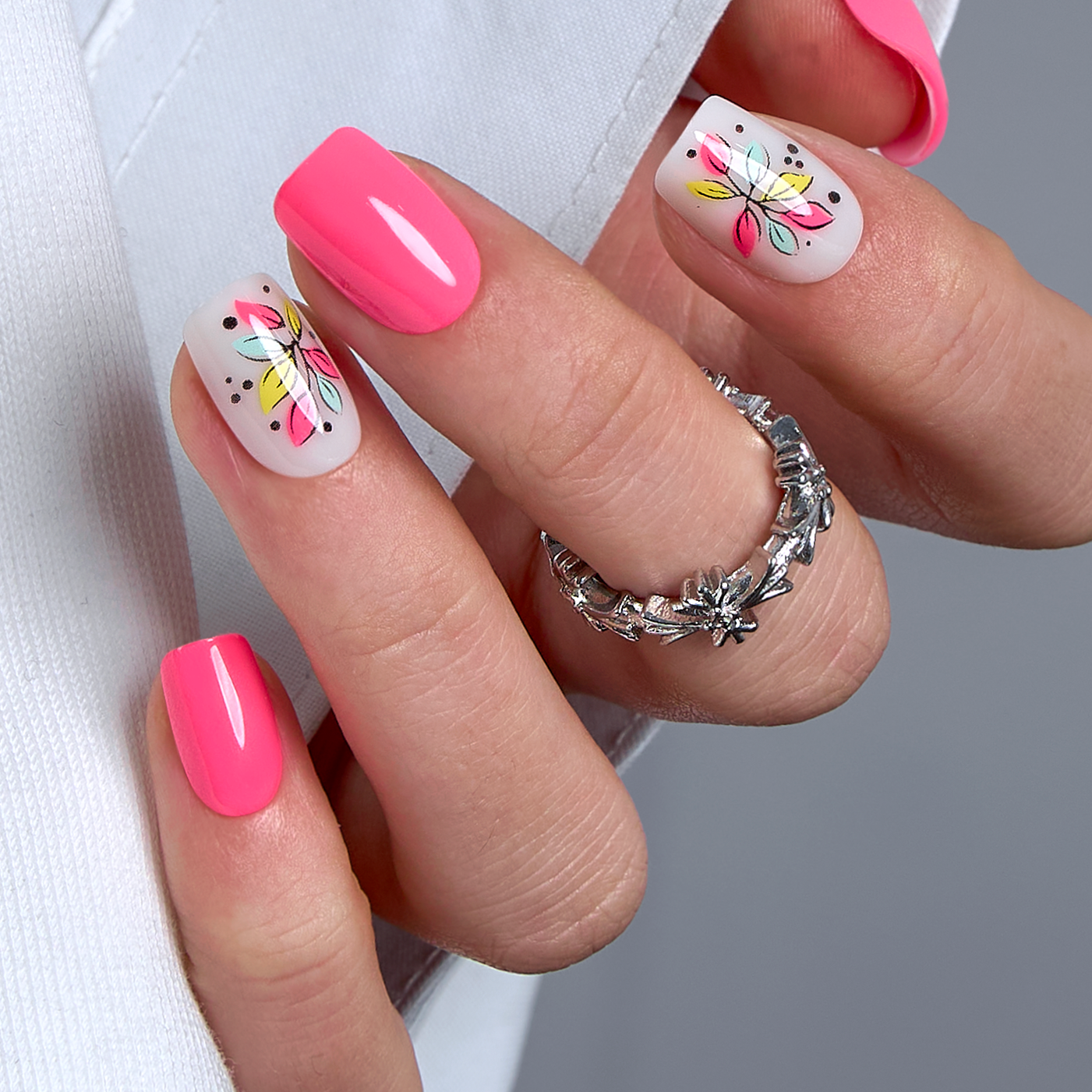Vibrant Neon short squoval press-on nails