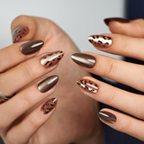 Wild Amber Dream short almond press-on nails