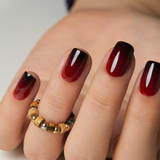 Wine Ombre short squoval press-on nails from the side