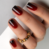 Wine Ombre short squoval press-on nails from the side